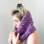 Crochet Cowl Pink Purple Chunky Wool Infinity..