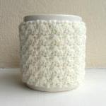 Crochet Mug Cozy Cup Cozy Ivory Cream Yarn Wooden..